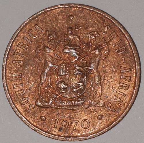1970 - 2 CENT COIN (TWO CENT COIN) - RSA - BRONZE - KM#83 - BILINGUAL LEGEND - WILDEBEEST
